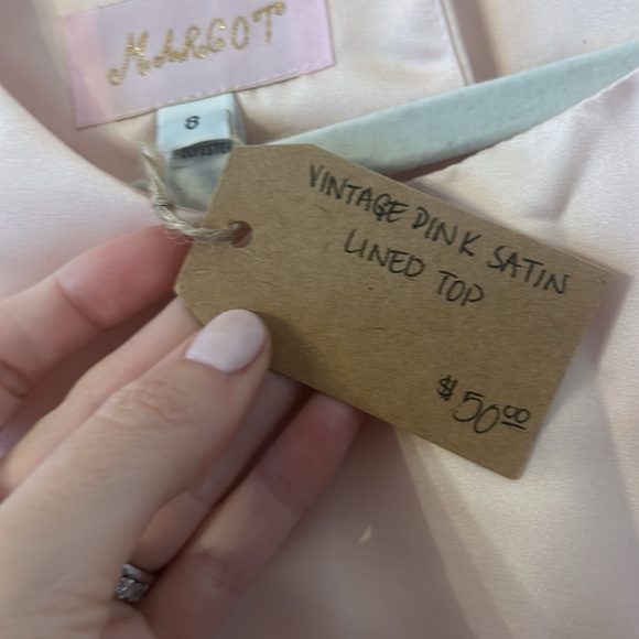 Vintage Margot Light Pink Short Sleeves Round Neck Satin Lined Top Size 8 - Picture 4 of 5